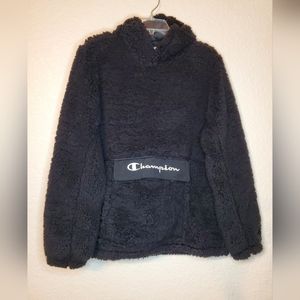 Champion black sherpa hoodie, size large.